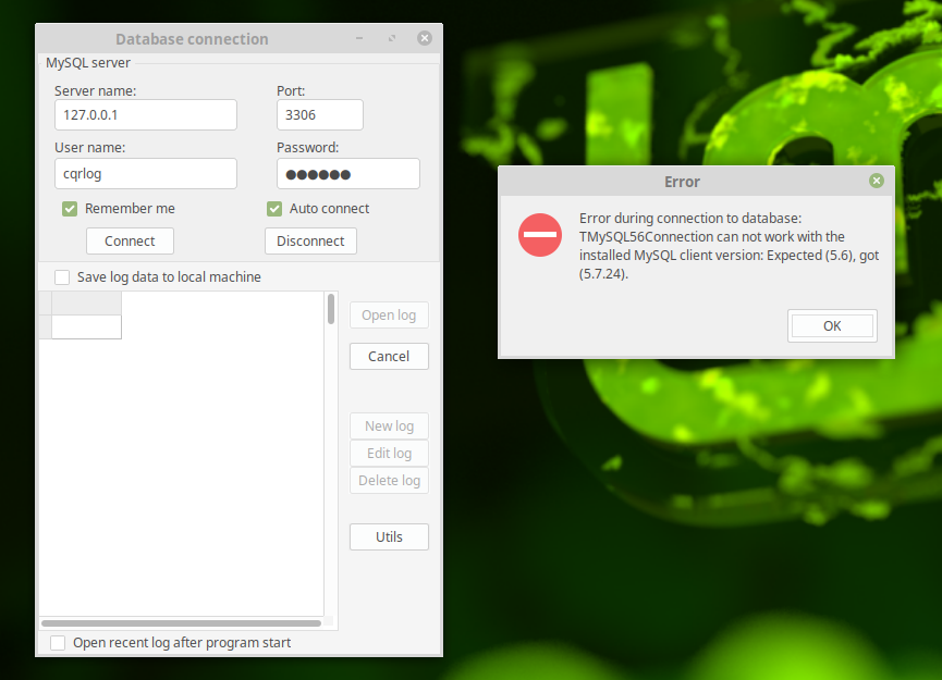 Mysqld error could not open required defaults file mysql cnf cqrlog